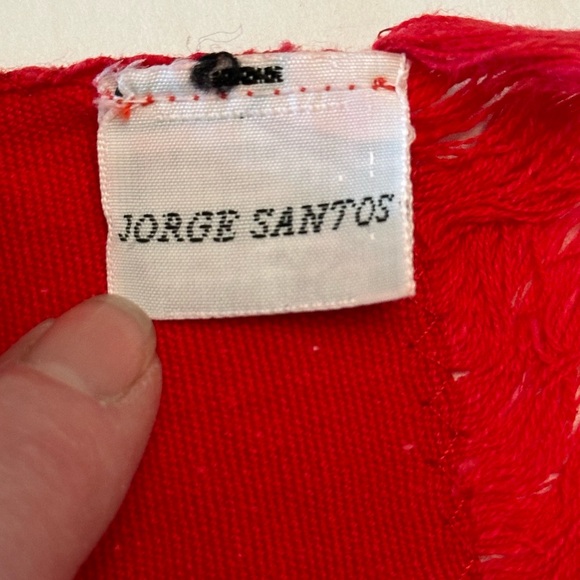 Jorge Santos Large Hand Woven Cotton Cloth Napkins Red Holiday Christmas - Picture 3 of 4